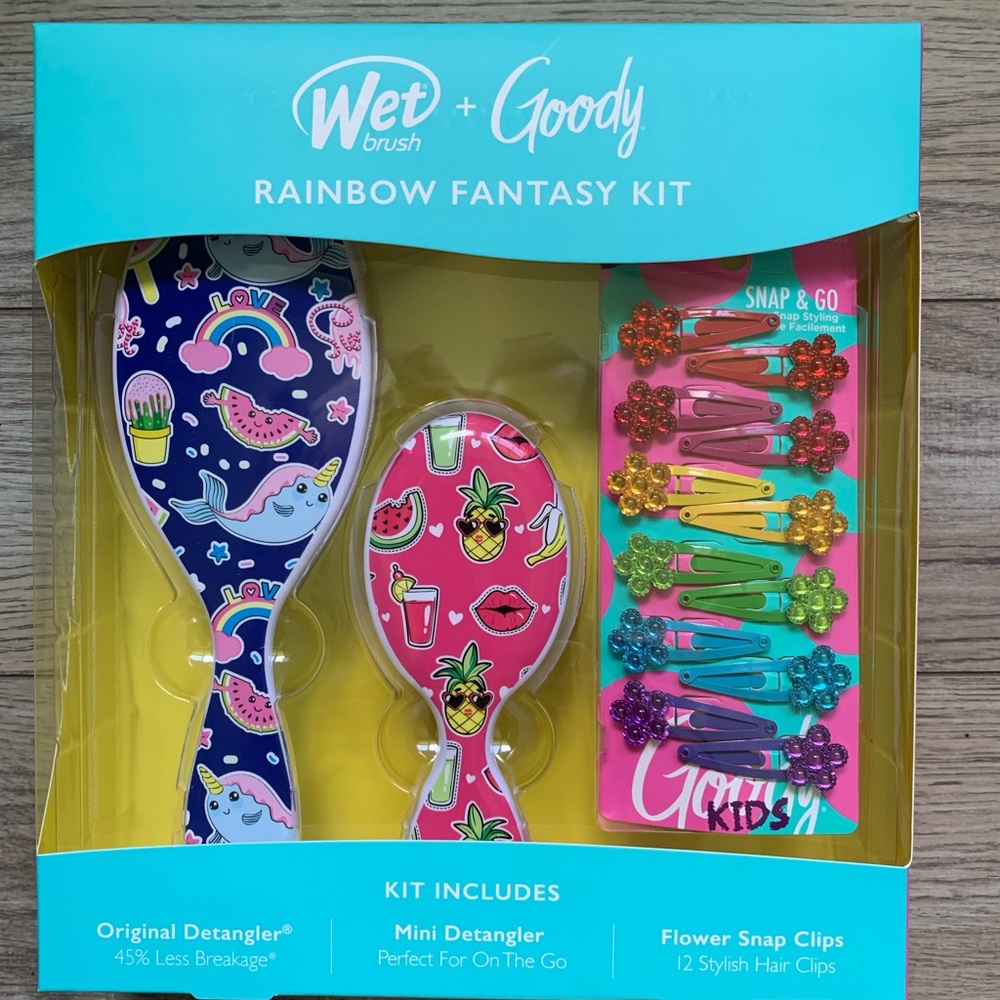Rainbow Wet Brush and Goody Hair Clips